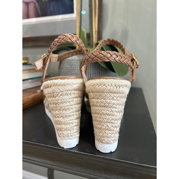 Stuart Weitzman Mykonos Espadrille Braided Leather Wedge Sandal Brown Womens  10 - Picture 10 of 14